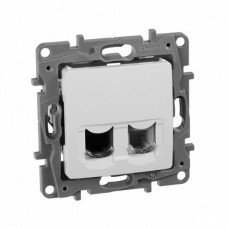 ETIKA розетка 2-местная RJ11+RJ45 кат.5E UTP, скрытой установки, белый (672252). Розетка RJ11+RJ45. IEK