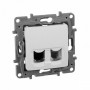 ETIKA розетка 2-местная RJ11+RJ45 кат.5E UTP, скрытой установки, белый (672252). Розетка RJ11+RJ45. IEK