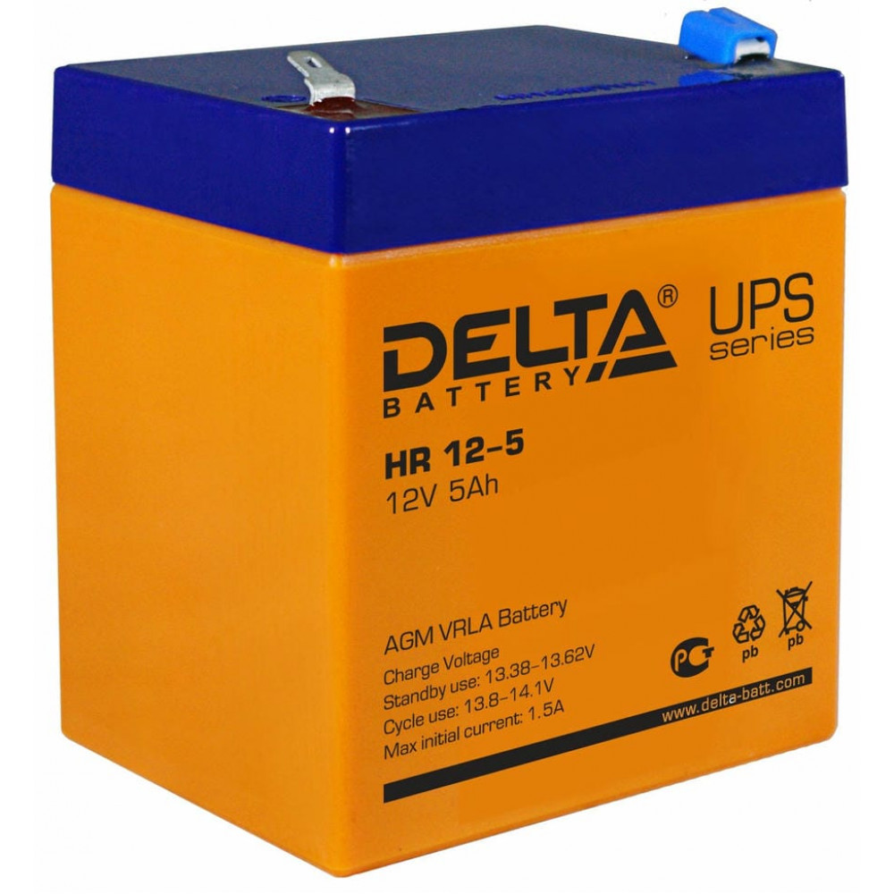 Delta HR 12-5. Аккумулятор герметичный свинцово-кислотный. Delta