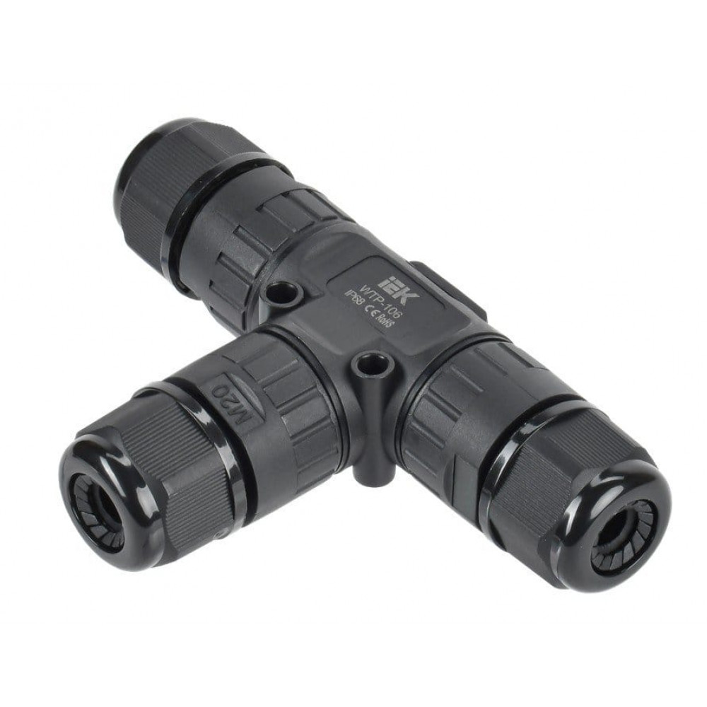 Коннектор кабельный герметичный WTP-106 3 PIN IP68 (UWC10-T-016-3-68). Сквозная ответвительная муфта. IEK