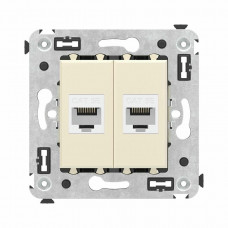 Розетка RJ-45 в стену, кат.5E, Avanti, двойная, ванильная дымка (4405664). Розетка компьютерная. ДКС