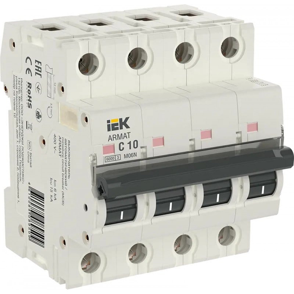M06N 4P C 10А 6кА ARMAT (AR-M06N-4-C010). Автоматический выключатель. IEK