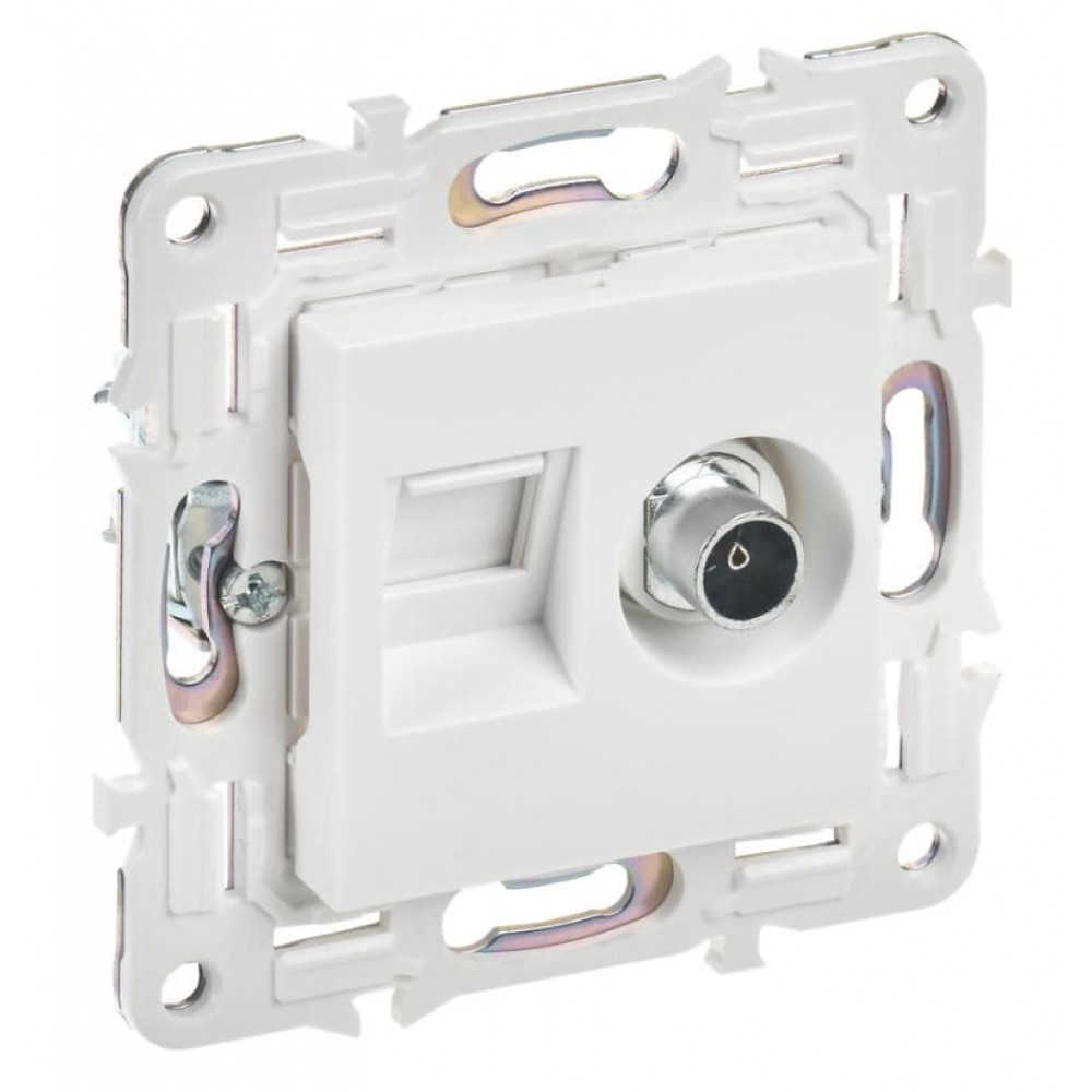 SKANDY Розетка двойная TV+RJ45 кат.6 SK-A15W скрытой установки арктический белый (SK-AK20-2-K01). Розетка TV+RJ45. IEK