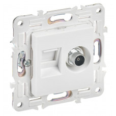 SKANDY Розетка двойная TV+RJ45 кат.6 SK-A15W скрытой установки арктический белый (SK-AK20-2-K01). Розетка TV+RJ45. IEK