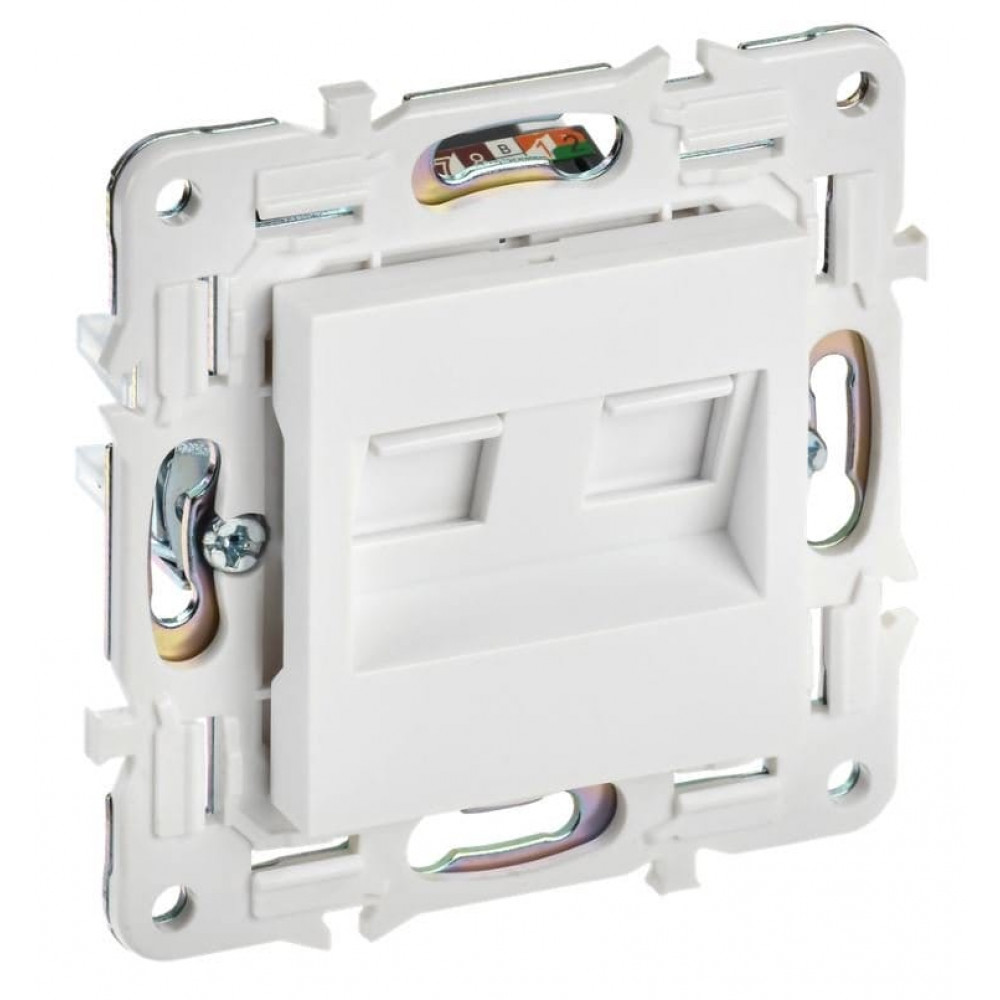 SKANDY Розетка компьютерная двойная RJ45 кат.6 SK-K04W скрытой установки арктический белый (SK-K20-2-K01). Розетка компьютерная. IEK