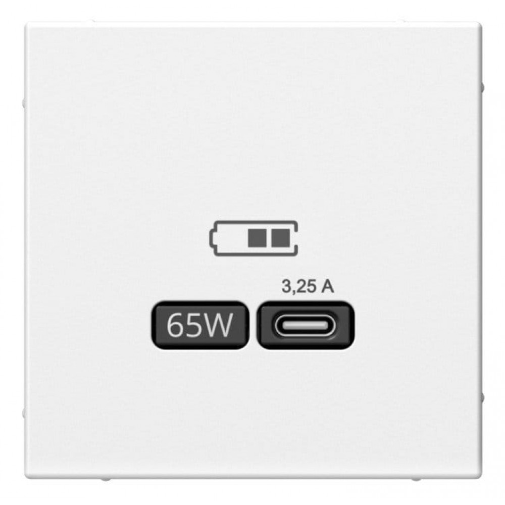 ArtGallery розетка USB тип-С 65Вт высокоскоростной заряд. QC, PD, скрытой установки, механизм, белый (GAL000127). Розетка USB. Systeme Electric