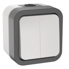 TORS Выключатель 1-клавишный TS205 открытой установки 10А IP55 серо-белый (TS-V20-0-10-55-K41). Выключатель двухклавишный серии TORS. IEK