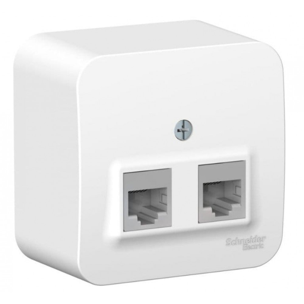 BLANCA розетка RJ45 2-местная, кат. 5Е, открытой установки, белый (BLNIA045451). Розетка компьютерная с изолированной пластиной. Systeme Electric