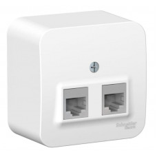 BLANCA розетка RJ45 2-местная, кат. 5Е, открытой установки, белый (BLNIA045451). Розетка компьютерная с изолированной пластиной. Systeme Electric