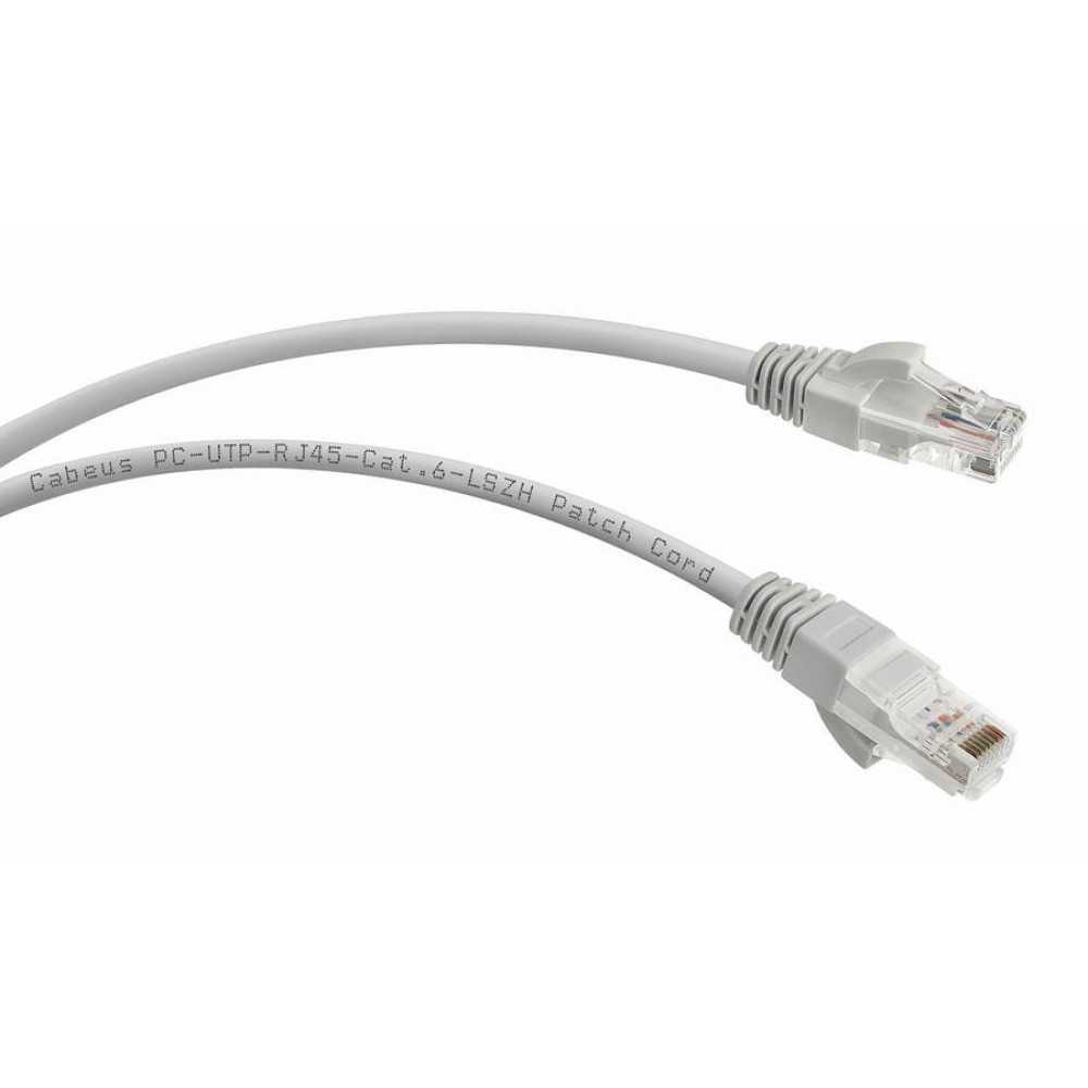 PC-UTP-RJ45-Cat.6-15m-LSZH (9595c), серый. Патч-корд медный. CABEUS