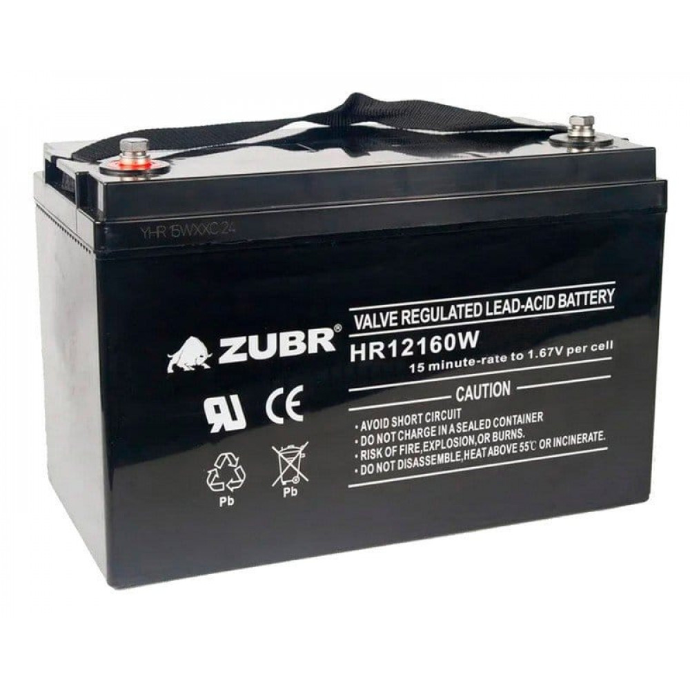 ZUBR HR 12160W (12V, 45Ah). Аккумулятор герметичный свинцово-кислотный. ZUBR