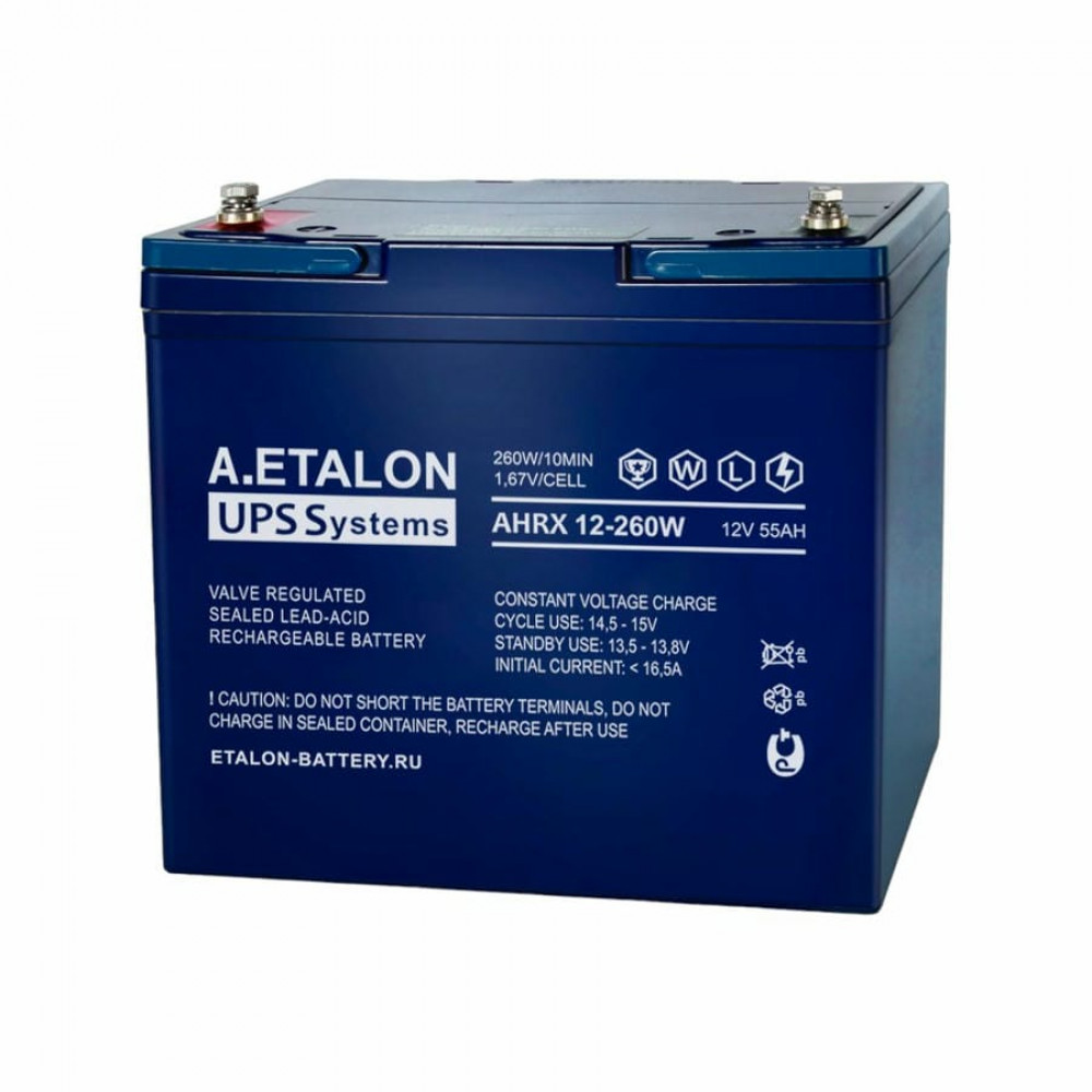 A.ETALON AHRX 12-260W (55). Аккумулятор герметичный свинцово-кислотный. ETALON