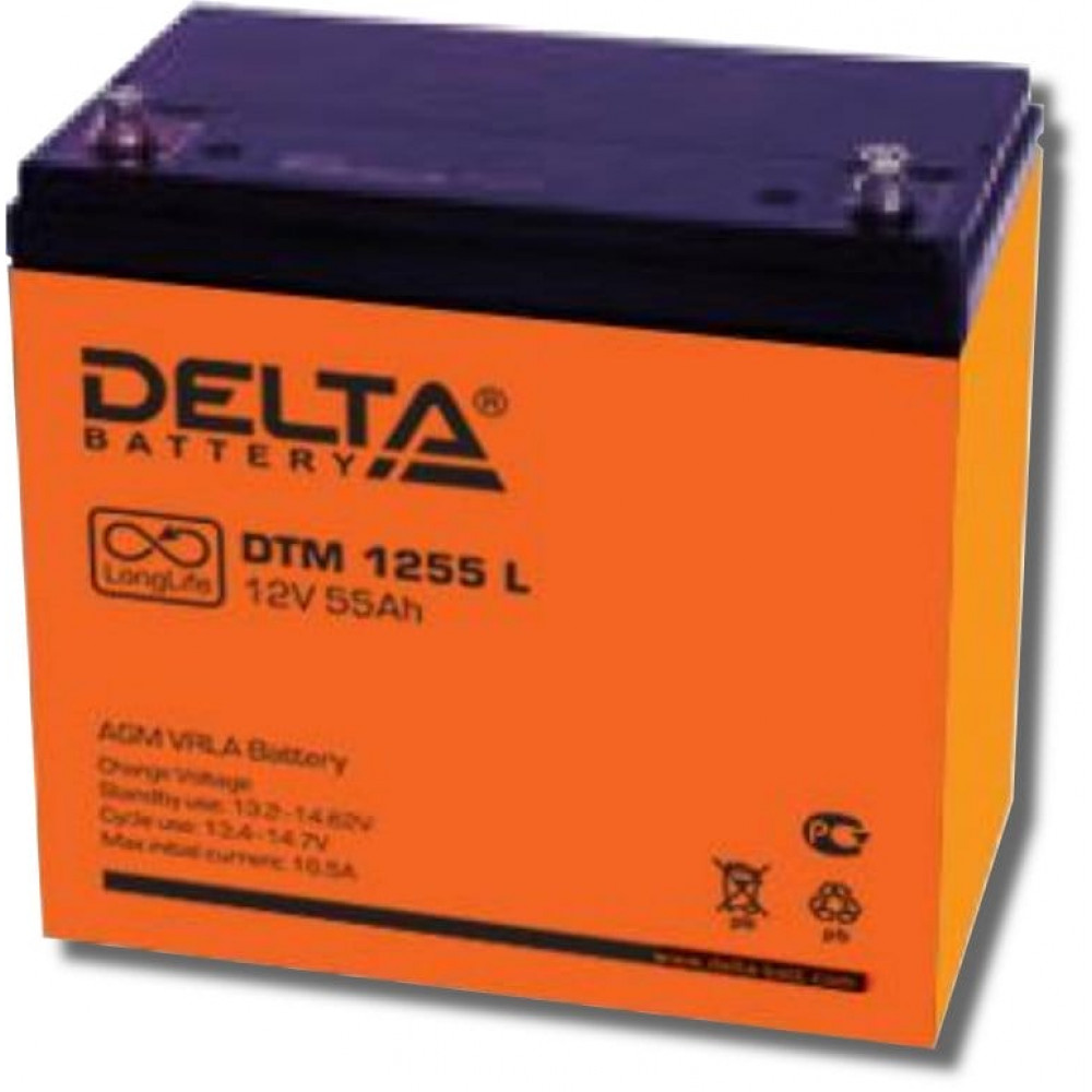 Delta DTM 1255 L. Аккумулятор герметичный свинцово-кислотный. Delta