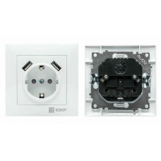 Валенсия розетка 1-местная с/з 16А (EWR16-028-10-2USB). Розетка 1-местная с/з 16А. EKF