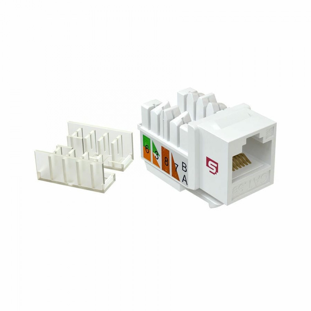 KJ 5EU090.TLWH (19655s). Вставка Keystone Jack RJ-45, 90 градусов, категория 5e, неэкранированная, заделка тип 110, цвет белый. SYSMATRIX