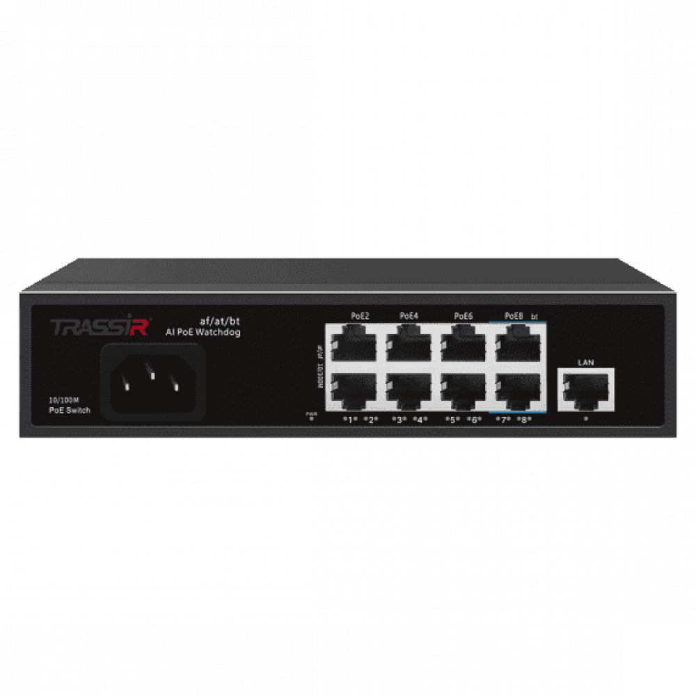 TR-NS1109-120-8PoE. Коммутатор с PoE. Trassir