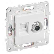 SKANDY Розетка двойная TV+RJ45 кат.5E SK-A14W скрытой установки арктический белый (SK-AK20-1-K01). Розетка TV+RJ45. IEK