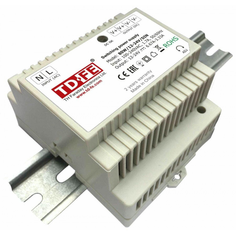 80W/12-24V/DIN. Источник вторичного электропитания. FARADAY