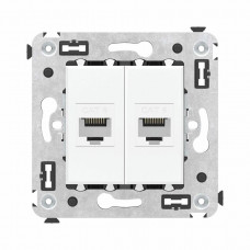 Розетка RJ-45 в стену, кат.6E, Avanti, двойная, белое облако (4400694). Розетка компьютерная. ДКС