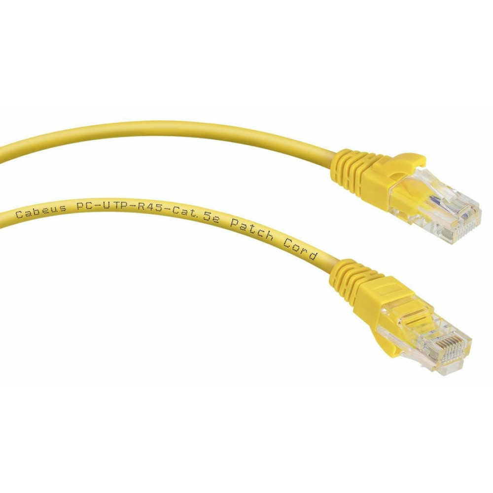 PC-UTP-RJ45-Cat.5e-0.15m-YL (8985c), желтый. Патч-корд медный. CABEUS