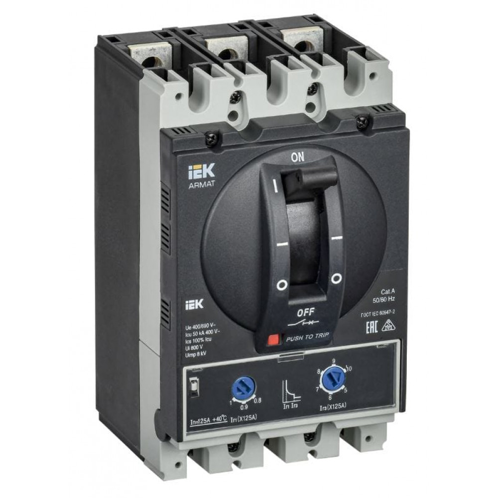 Автоматический выключатель в литом корпусе 3P D 125A 50kA (AR-MCCB-3D-050-0125A-ATUC). Автоматический выключатель в литом корпусе. IEK