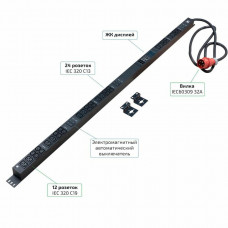 SMART-PDU-32-3P-24C13-12C19-I309-M (12599c). Блок контроля и распределения питания. CABEUS