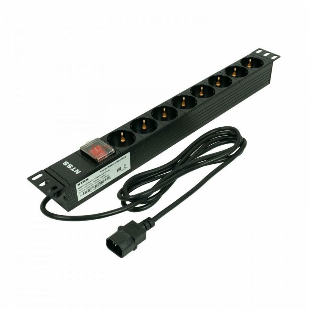 NTSS-PDU-DA1017 гор.размещ. 8xSchuko базовые 10A C14 2м. Блок розеток 19. NTSS
