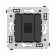 Розетка RJ-45 в стену, кат.5E, Avanti, одинарная, черная матовая (4412663). Розетка компьютерная. ДКС