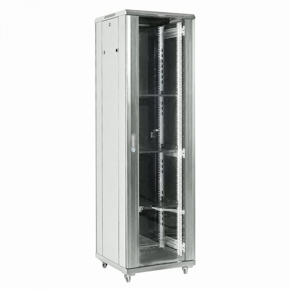 Напольный шкаф 19 42U 600х800х2054, дверь сплошное стекло, серый, RAL 7035 REXANT (04-4268-211). Шкаф телекоммуникационный 19 напольный 42U. Rexant