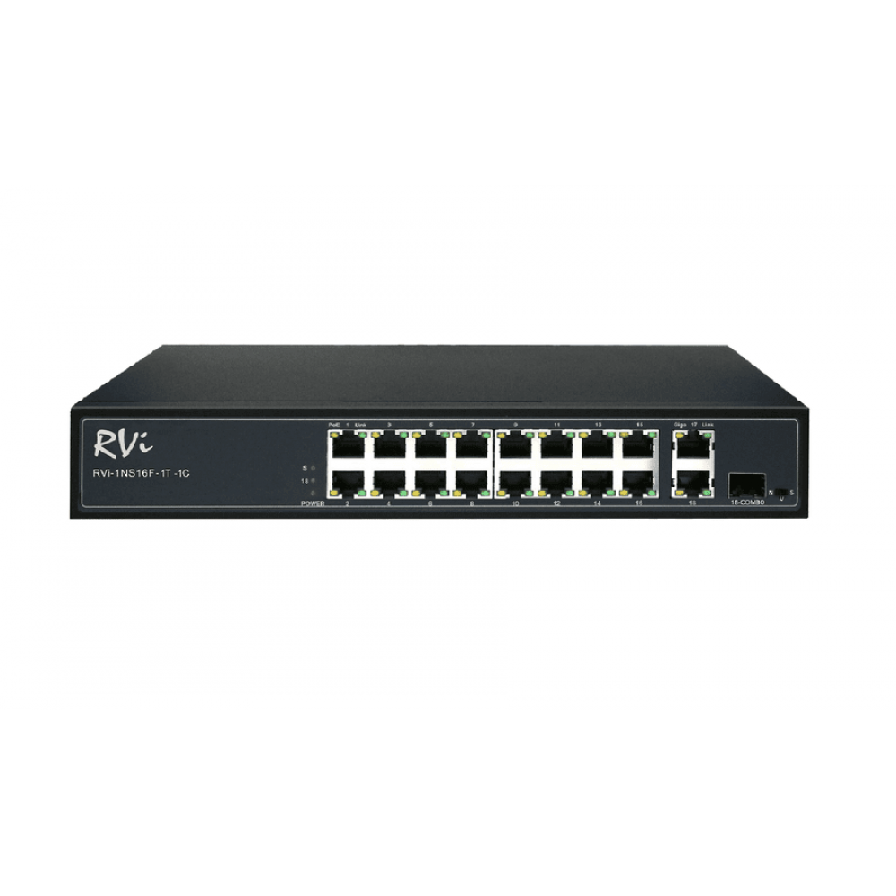 RVi-1NS16F-1T-1C. Коммутатор с питанием по PoE. RVi