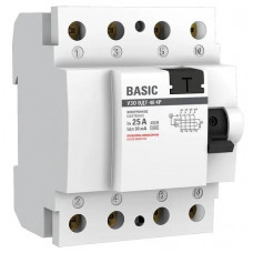 УЗО 4P 25А/30мА Basic (elcb-4-25-30e-sim). Выключатель дифференциального тока (УЗО). EKF