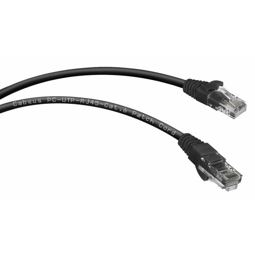 PC-UTP-RJ45-Cat.6-3m-BK (8666c), чёрный. Патч-корд медный. CABEUS