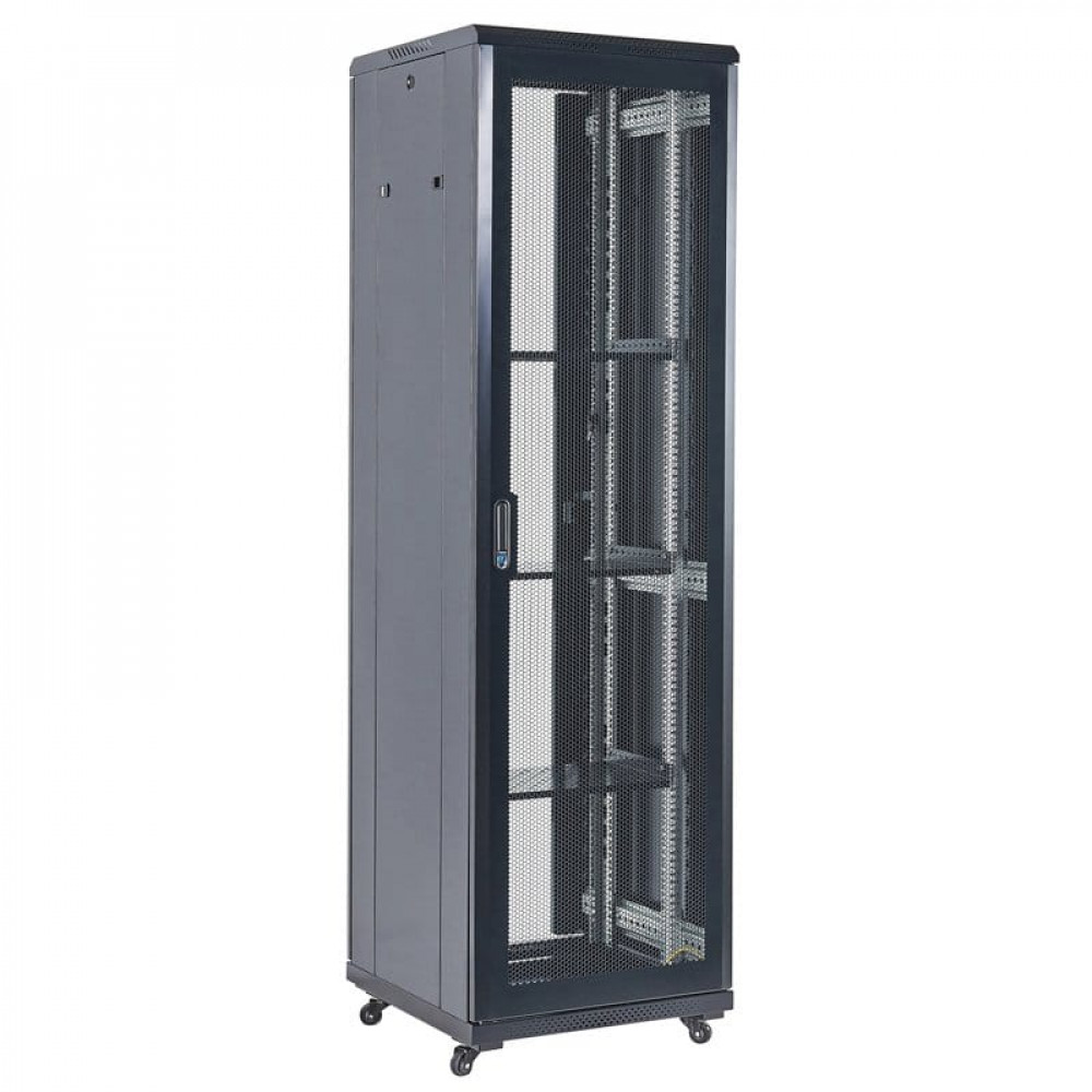 Напольный шкаф 19 42U 600х800х2054, дверь перфорация, черный, RAL 9005 REXANT (04-4266-232). Шкаф телекоммуникационный 19 напольный 42U. Rexant