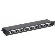 PP-1U-24P-5e-SH (201-004). Патч-панель 19 (1U) 24 порта RJ-45 кат.5е экранированная. ПожТехКабель