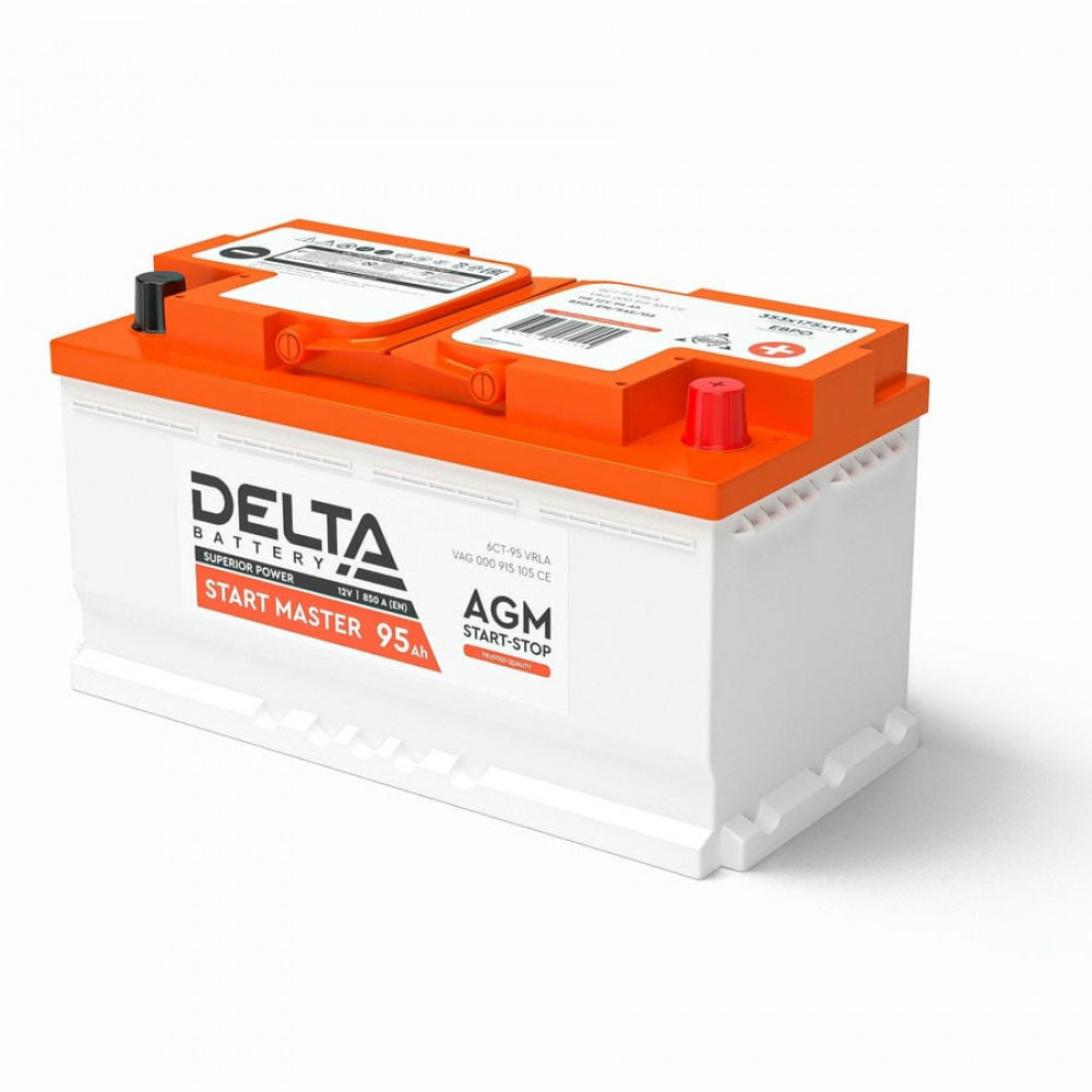 DELTA START MASTER 95 Ah AGM. Аккумулятор автомобильный герметичный свинцово-кислотный. Delta