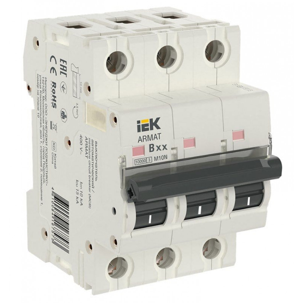 M10N 3P B 10А ARMAT (AR-M10N-3-B010). Автоматический выключатель. IEK