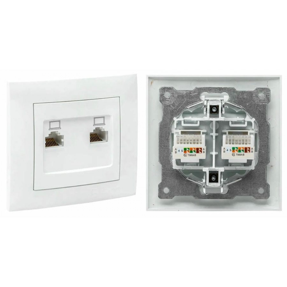 Валенсия розетка комп RJ-45 2-местная (EWK02-035-10). Розетка комп RJ-45 2-местная. EKF