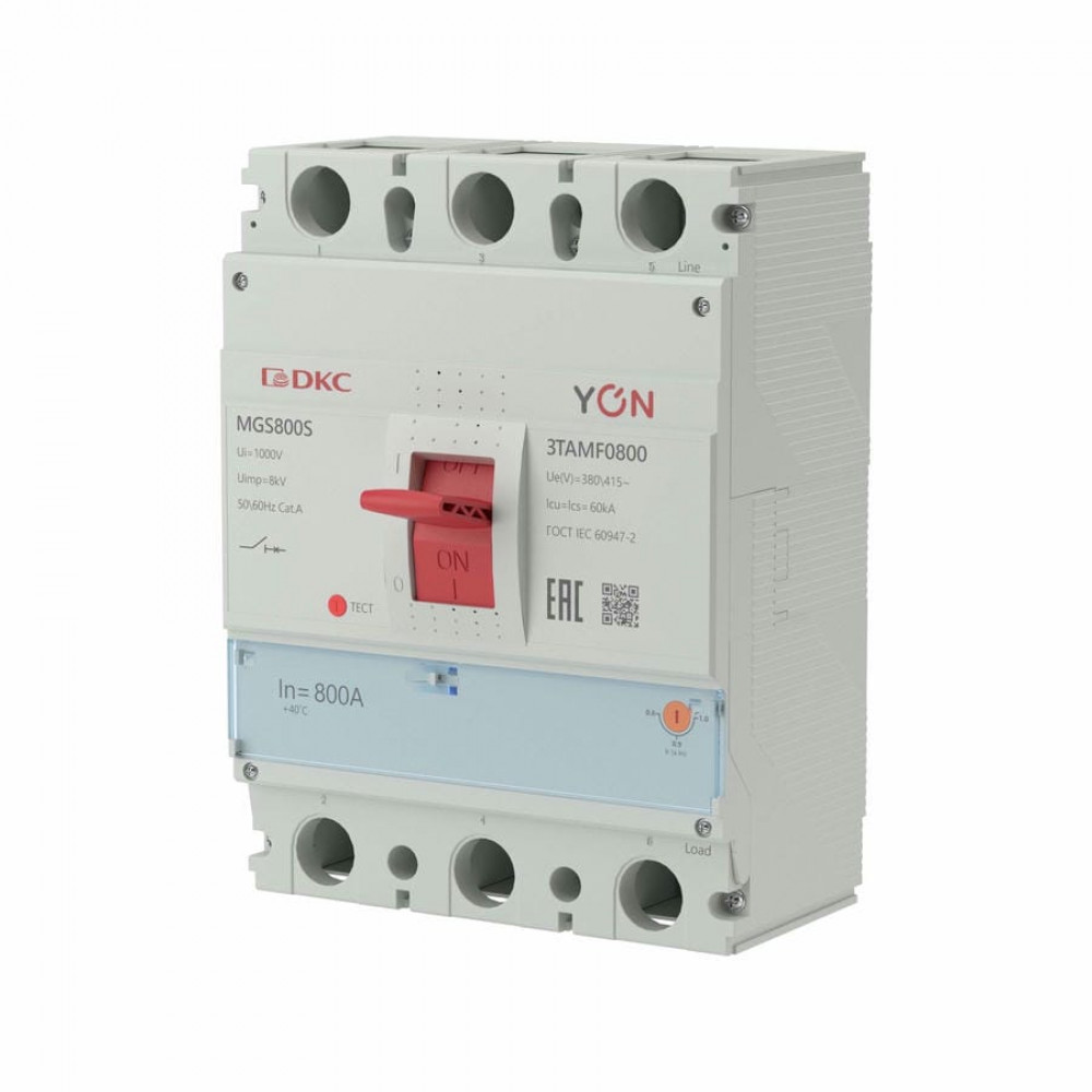 YON MGS800 3P 640-800A 60kA (MGS800S-3TAMF0800). Автоматический выключатель в литом корпусе. ДКС