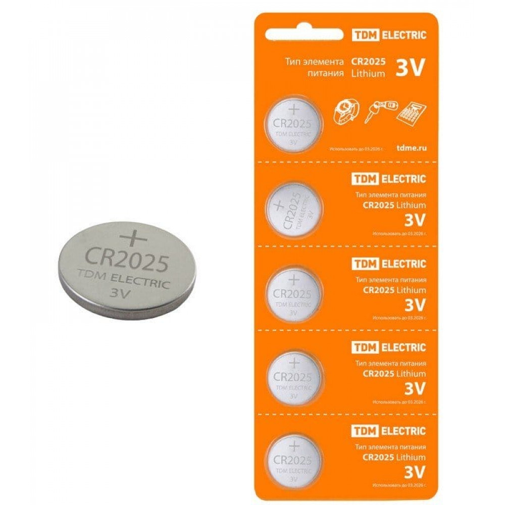 CR2025 Lithium 3V BP-5 TDM (SQ1702-0028). Элемент питания. TDM ЕLECTRIC