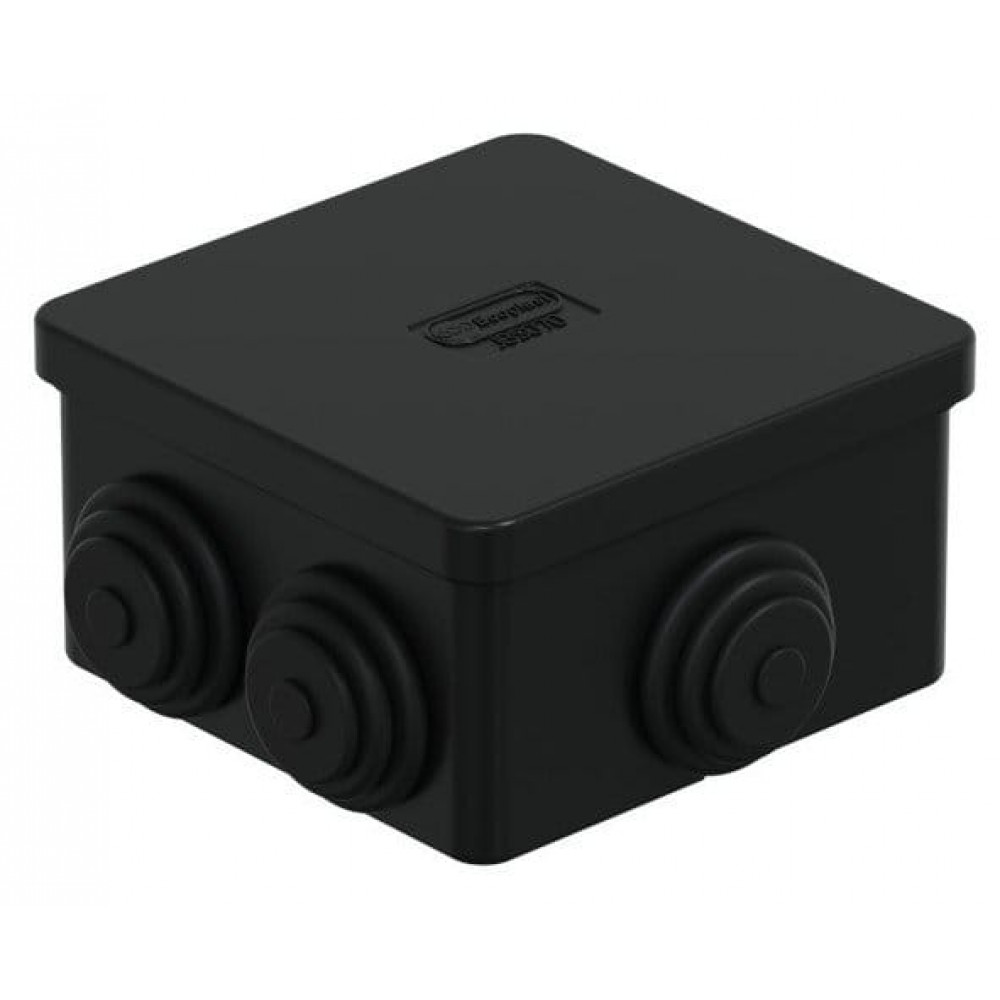Коробка JBS070 70х70х40, 6 вых., IP44, черная (44056BL-1). Коробка монтажная. Экопласт