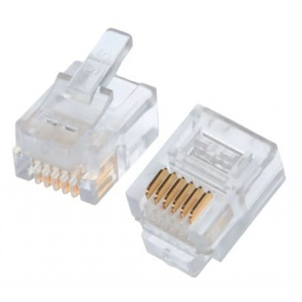 Коннекторы 6P6C (RJ-11) (100шт) (10-0228). Телефонный разъем 6P6C (RJ-11). SUPRLAN