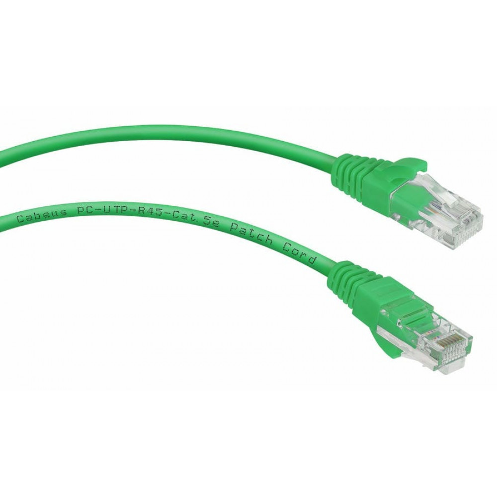 PC-UTP-RJ45-Cat.5e-0.15m-GN (8988c), зелёный. Патч-корд медный. CABEUS