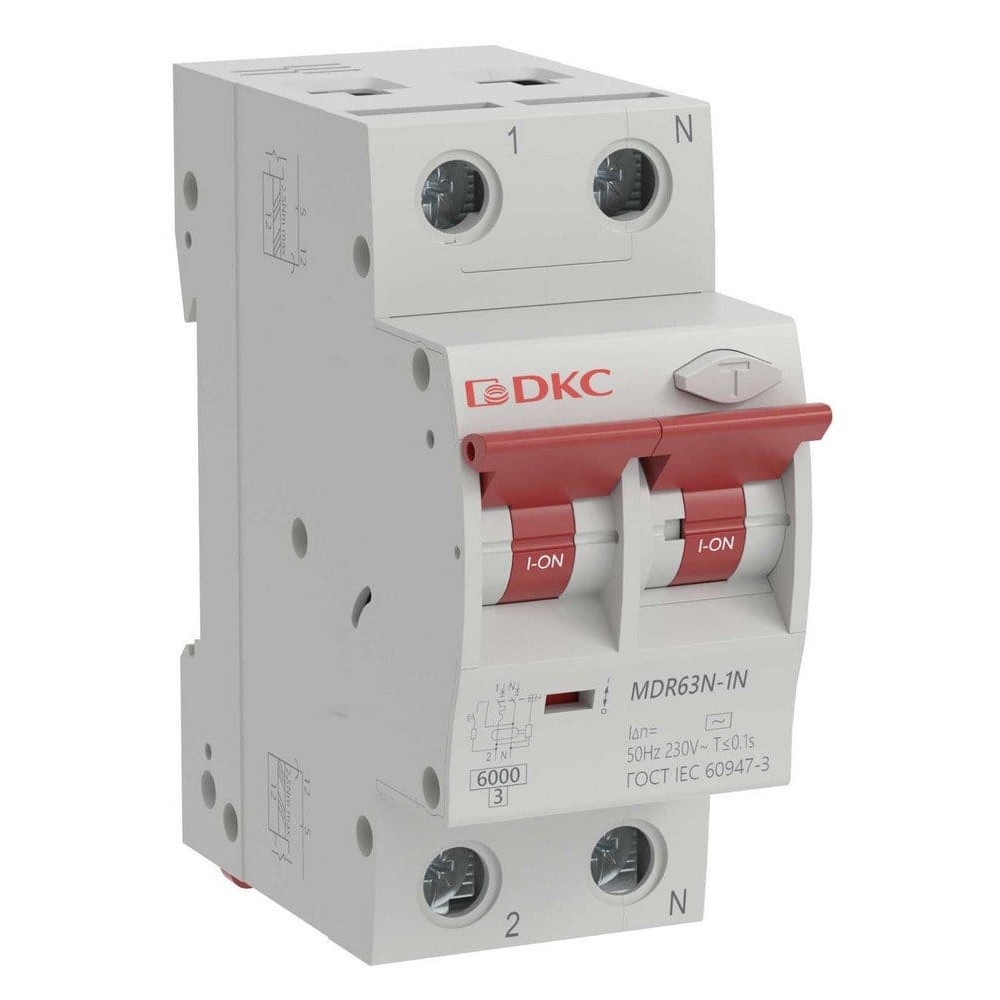 YON max MDR, 1P+N, 30mA, 20A, 6kA, А (MDR63N-1N2C20-A). Автоматический выключатель дифференциального тока. ДКС