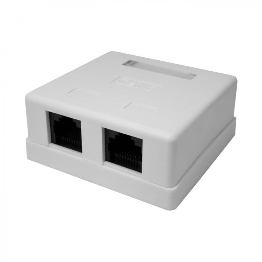 Розетка настенная RJ-45, 8P8C, Cat.6, 2 порта UTP (10-0310). Компьютерная розетка. SUPRLAN