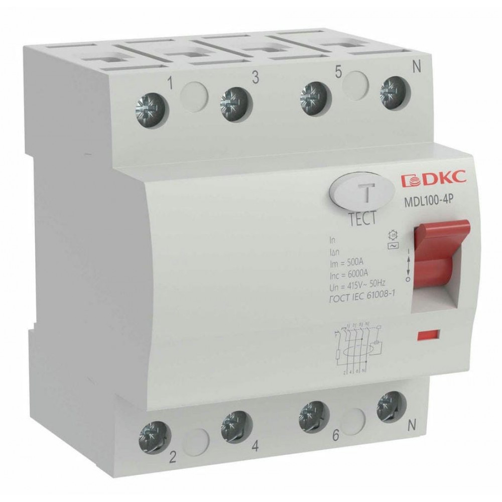 YON MAX MDL100 ВДТ, 4P, 30mA, 40A, АС (MDL100-4P2-40-AC). Выключатель дифференциального тока (УЗО). ДКС