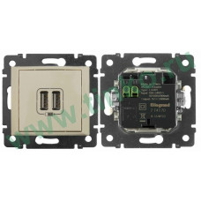 Valena розетка зарядная на 2 USB-разъема, скрытой установки, слоновая кость (774170). Розетка USB. IEK