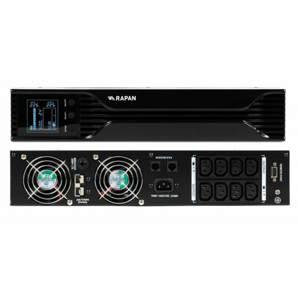 RAPAN-UPS 1000 RACK+2х9Ah (RAPAN-UPS 1000-RACK-IN-2х9-E) (8958). Бесперебойный источник питания. Бастион