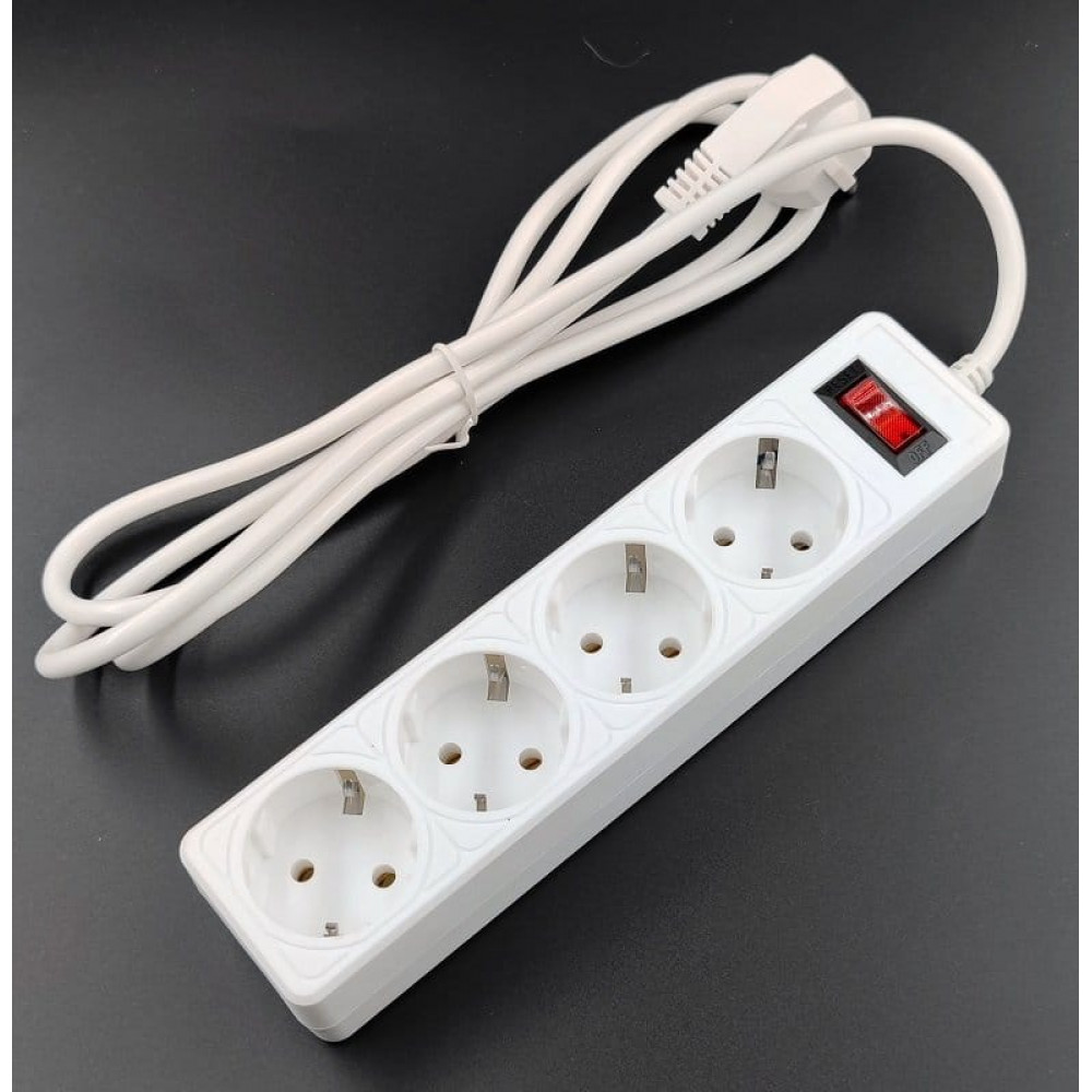 SP4W-518 GARDA. Сетевой фильтр 4 розетки, 1,8м, белый. 5bites