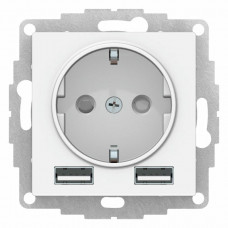 AtlasDesign розетка 1-местная с 2 USB A+A, скрытой установки, механизм, белый (ATN000130). Розетка с USB. Systeme Electric