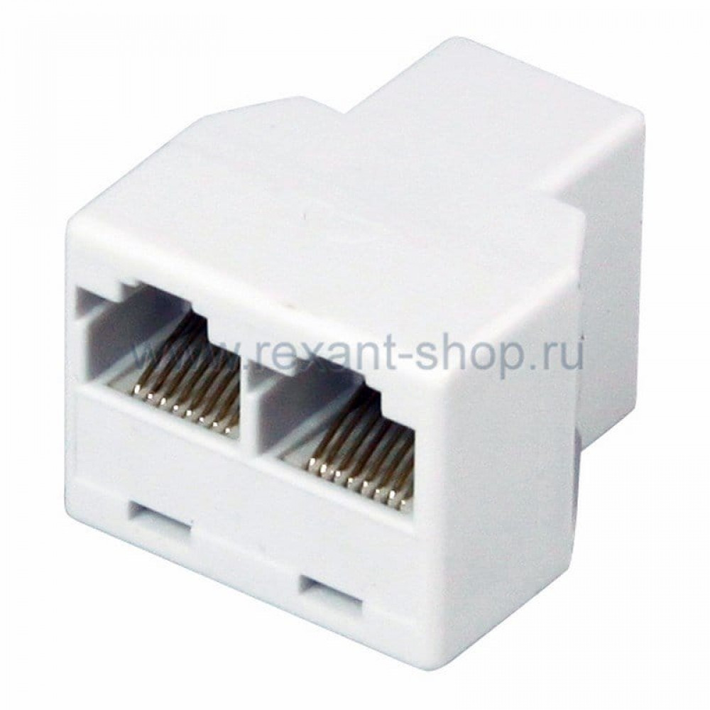 Двойник компьютерный UTP RJ-45(8P8C) (гнездо - 2 гнезда) REXANT (03-0103). Кабельный соединитель. Rexant